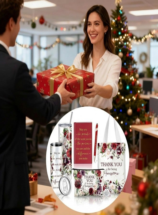 Wiwiqing 6 Pcs Appreciation Gift Set for Coworker Female Women Thank You May You Be Proud Ink Flower Gifts for Employee Staff Volunteer Administrative Professional Assistant(Vintage Style) - Image 2
